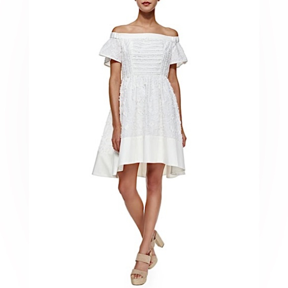 TIBI Sakura Off-the-Shoulder Textured Dress, White in size 6
